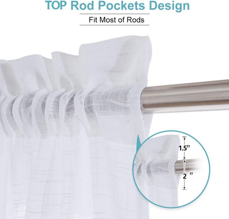 cozy night Cozynight Sheer White Tier Curtains 24 Inch Length, Small Window Curtains Treatment for Kitchen/Bathroom/Living Room/Cafe/Basement, Short Voile Curtain Tiers 36in x 24in, Rod Pocket, 2 PCS - Image 3
